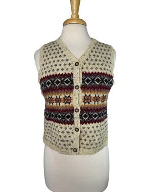 SHAVER LAKE Western Knit Sweater Vest Size XS/S Womens Purple Beige Orange